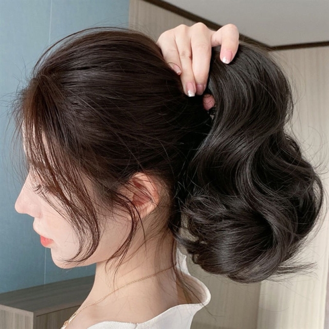 볼륨웨이브 묶음머리가발
