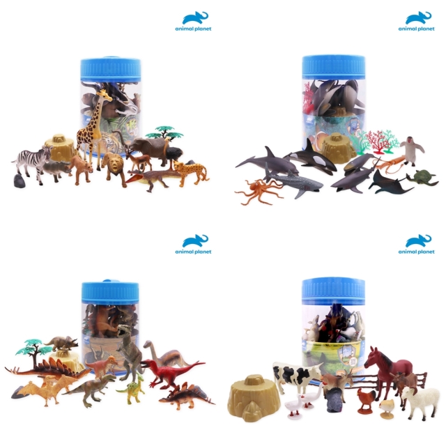 애니멀플래닛 피규어 원형버켓 14pcs